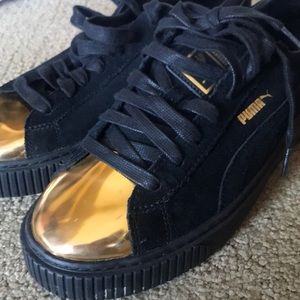 PUMA Gold Toe Suede Platforms